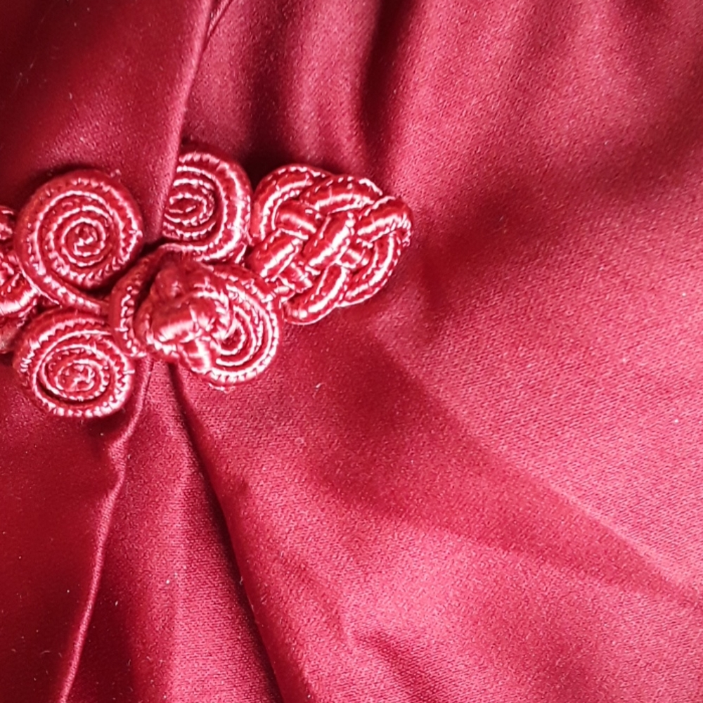 🇨🇳 ASIAN INSPIRED Bed SKIRT COTTAGE RED EUC